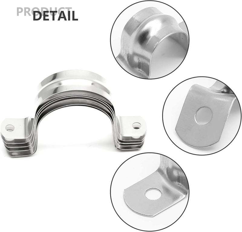 Jersvimc 10Pcs 1-3/4 Inch Stainless Steel Conduit Clamps, Two Hole Strap U Bracket Rigid Pipe Strap Metal U Clamp Conduit Strap Tension Clips U-tube Clamp Heavy Duty - Image 3